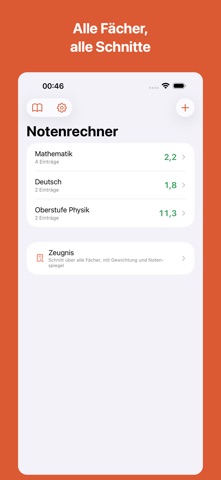Notenrechner & Zeugnis — App-Store-Ansicht 1